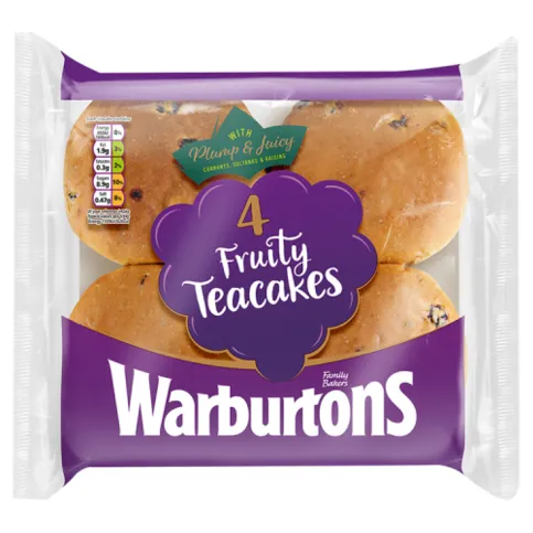 Reduced - Warburtons 4 Fruity Teacakes