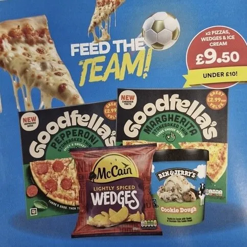 2 x Pizzas,Wedges & Ice Cream Deal 