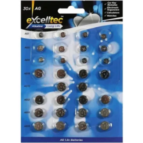 30x Excelltec Long Life Batteries For Car Keys, Remotes, Electronic Organsiers, Calculators And Watches