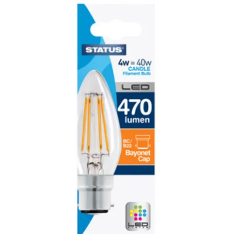 (N)Status Filament Led Warm White Bc 4w = 40w = 470 Lumens