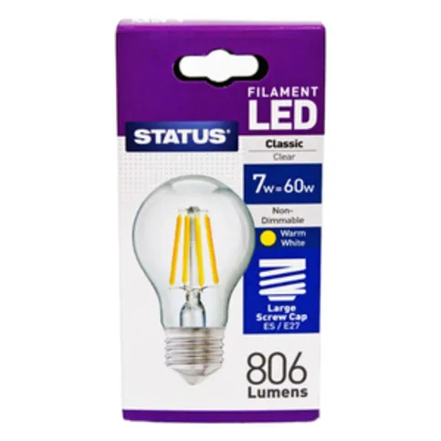 (E)Status Filament LED Classic Large Screw Cap Light Bulb  7w=60w