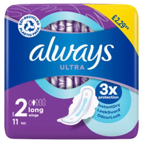 Always Ultra Sanitary Towels Long (Size 2) Wings X11 Pads