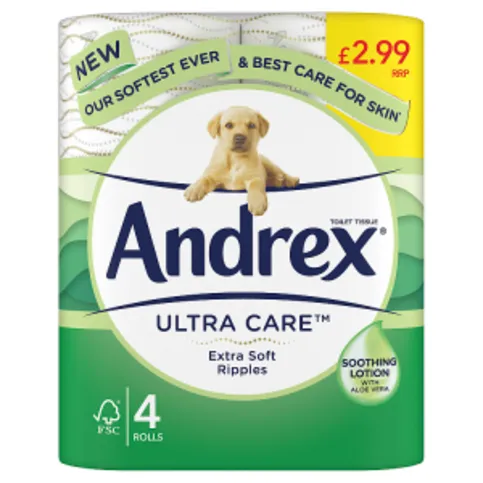 Andrex Toilet Tissue Ultra Care Extra Soft Ripples 4 Rolls