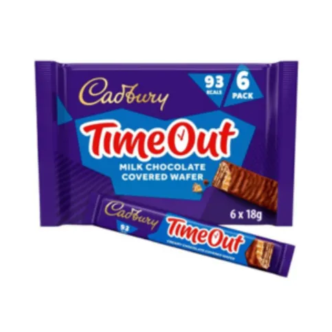 Cadbury Timeout Milk Chocolate Covered Wafer 6 x 18g (180g)