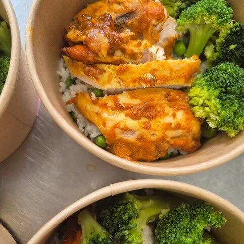 Chicken tikka rice and broccoli 