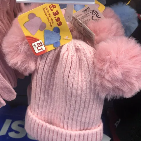 Child Hat Double Pom Pom
