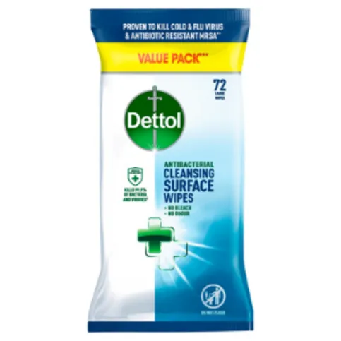 Dettol Cleansing Surface Wipes 72 Large Wipes