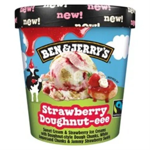 FROZEN: BEN & JERRYS STRAWBERRY DOUGHNUT-EEE 465ML