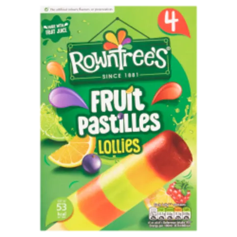 FROZEN: NESTLE ROWNTREE FRUIT PASTILLES LOLLIES 4PK