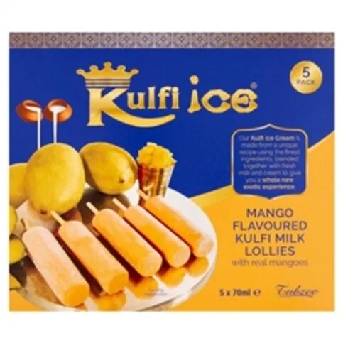 FROZEN: TUBZEE MANGO KULFI MILK LOLLIES 5PK (5X70ML)