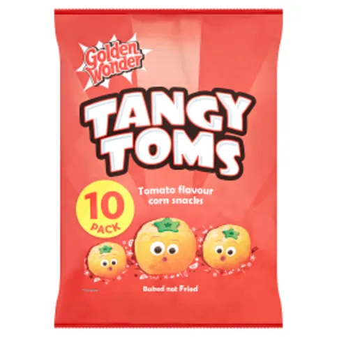 Golden Wonder Tangy Toms Tomato Flavour Corn Snacks 10 x 12g
