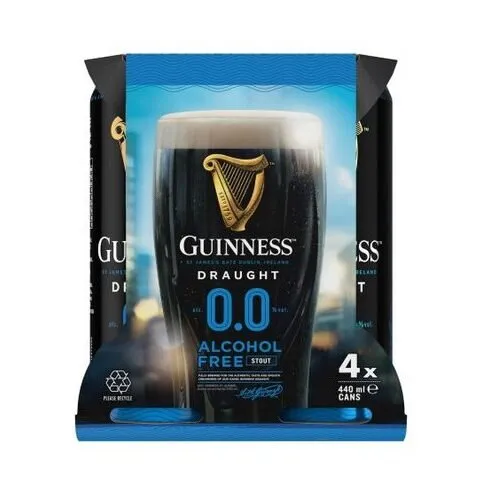 Guinness Draught Alcohol Free Stout Beer 0.0% vol 4x440ml Cans