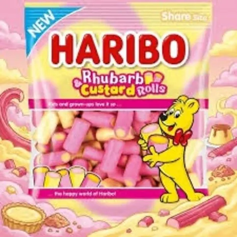 Haribo Rhubarb and custard rolls 140g