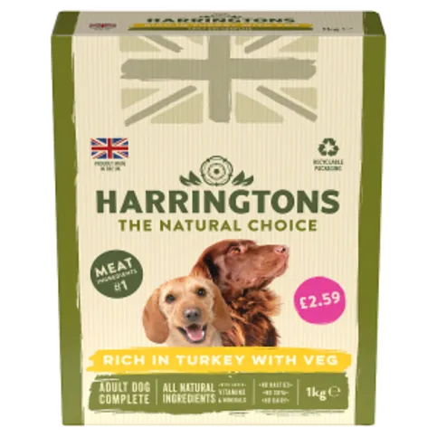 Harringtons Rich in Turkey with Veg Dry Dog Food 1kg [DOG FOOD BOX]