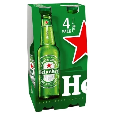 Heineken Lager Beer 4 x 330ml Bottles