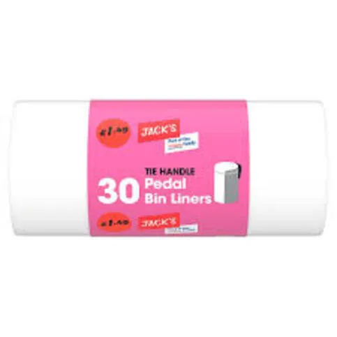 Jacks Tie Handel Pedal Bin Liners 30 Pack
