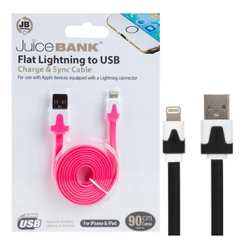 Juice Bank Flat iPhone 7 Lightning to USB Charge Cable