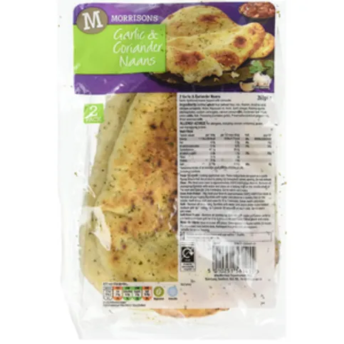 Morrisons Naan Garlic & Coriander 2 Pack