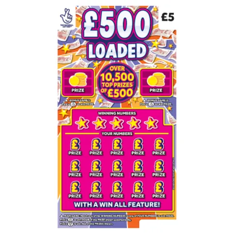 National Lottery £5 £500 £500 Loaded Scratchcard Game