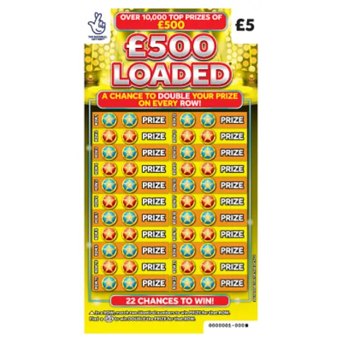National Lottery £5 £500 Loaded Scratchcard Game