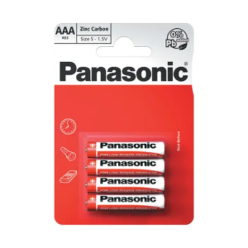 Panasonic AAA 1.5V Zinc Carbon Batteries 4 Pack