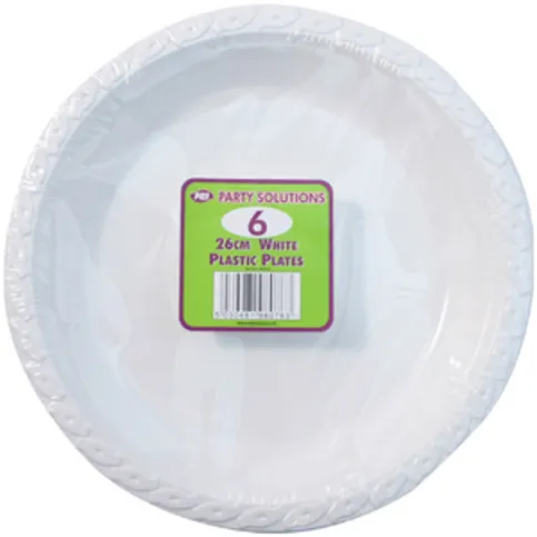 Plastic Plates White 26cm 6 Pack
