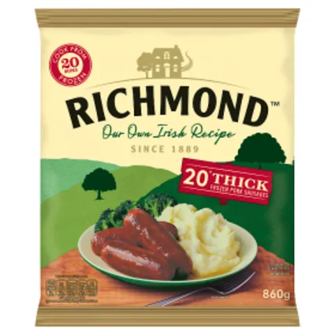Richmond 20 Thick Frozen Pork Sausages 860g