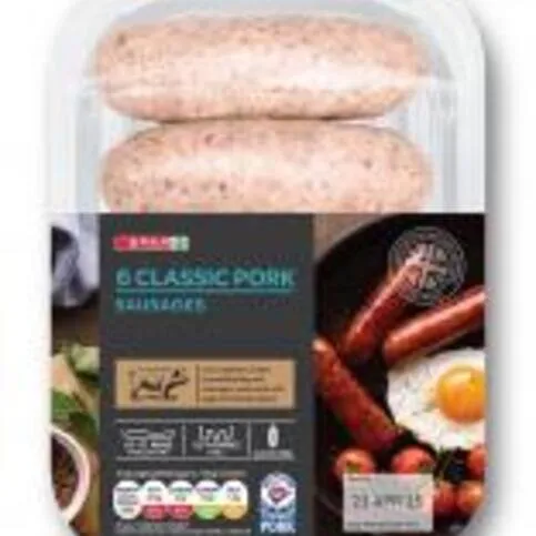 SPAR 6 Premium Pork Gluten Free Sausages 400g