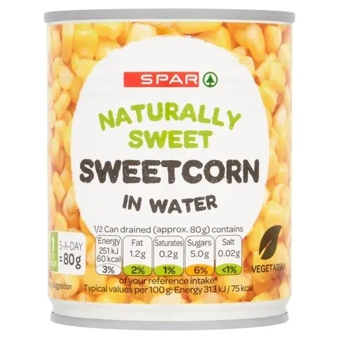 Spar Naturally Sweet Sweetcorn In Water 165g