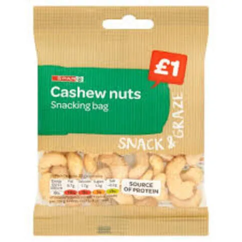 Spar Unsalted Cashews 45g