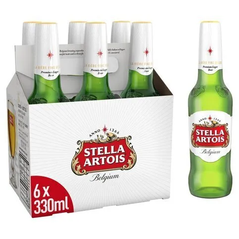 Stella Artois Premium Lager Beer Bottles 6 x 330ml
