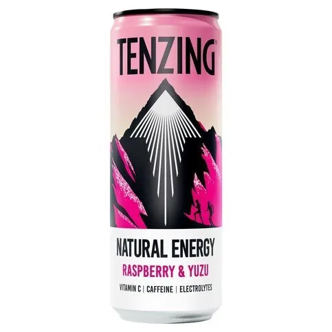 Tenzing Raspberry & Yuzu Sparkling Natural Energy Drink 4 x 330ml