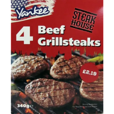 Yankee 4 Beef Grill Steaks 340g