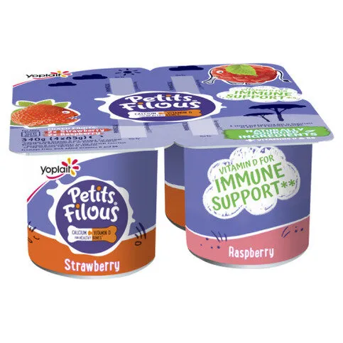 Petits Filous Kids Strawberry & Raspberry Yoghurt Pots x4