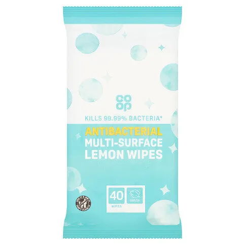Co-op 40 Antibacterial Lemon Multi-Surface Wipes