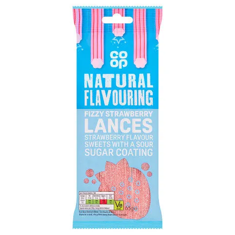Co-op Fizzy Strawberry Lances 65g