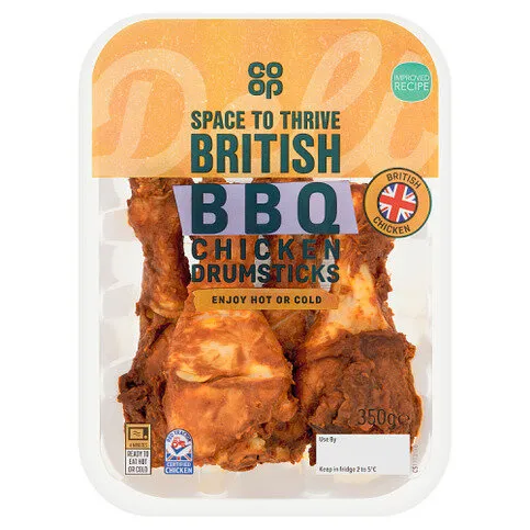 Co-op Space to Thrive British BBQ Chicken Drumsticks 350g