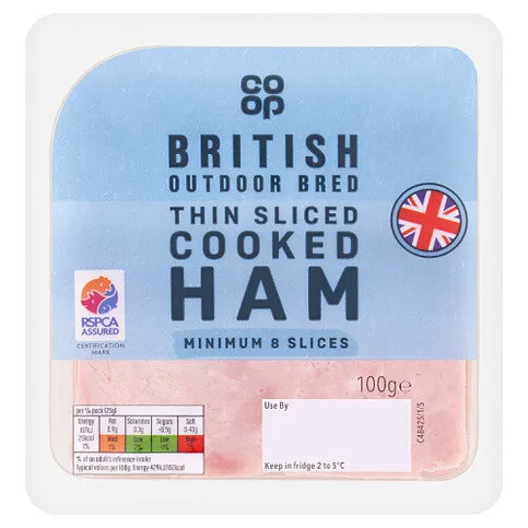 Co-op British Outdoor Bred Thin Sliced Cooked Ham 100g