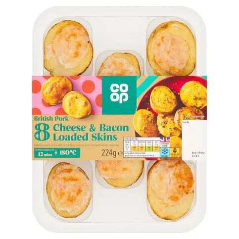 Co-op 8 Cheese & Bacon Loaded Skins 224g