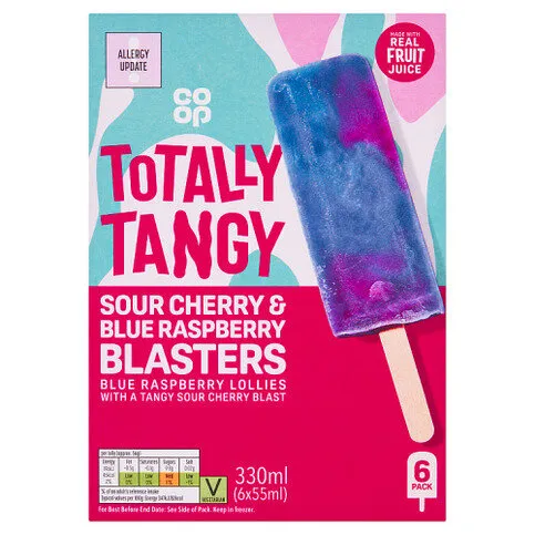 Co-op Sour Cherry & Blue Raspberry Blasters Lollies 6 x 55ml (330ml)