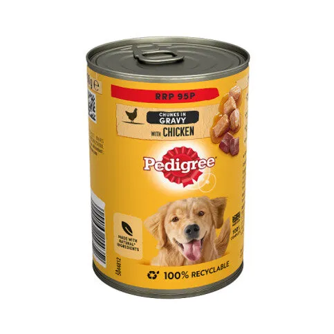 Pedigree Adult Wet Dog Food Tin Chicken in Gravy 400g PMP 95p