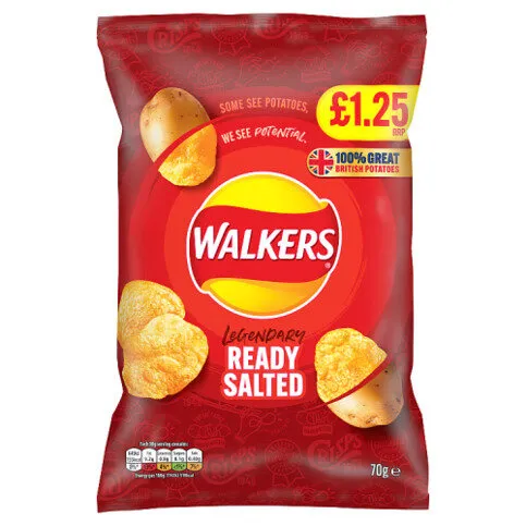 Walkers Ready Salted Crisps £1.25 RRP PMP 70g