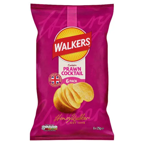 Walkers Prawn Cocktail Multipack Crisps 6 x 25g