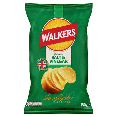 Walkers Salt & Vinegar Sharing Crisps 150g