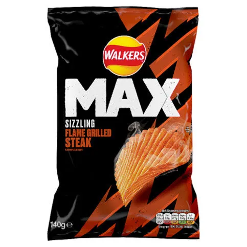 Walkers MAX Flame Grilled Steak Sharing Crisps 140g