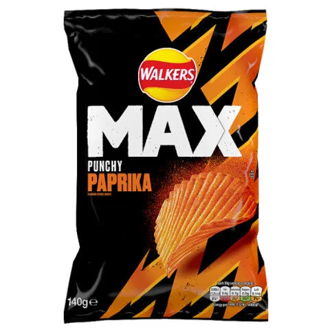Walkers Max Punchy Paprika Sharing Crisps 140g