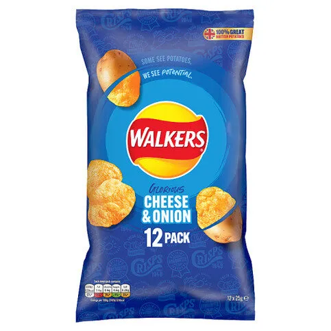 Walkers Cheese & Onion Multipack Crisps 12x25g