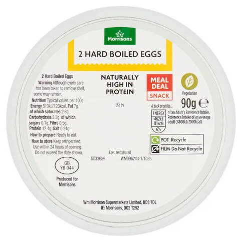 Morrisons 2 Hard Boiled Eggs 90g