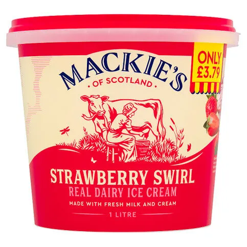 Mackie's of Scotland Strawberry Swirl Real Dairy Ice Cream 1L