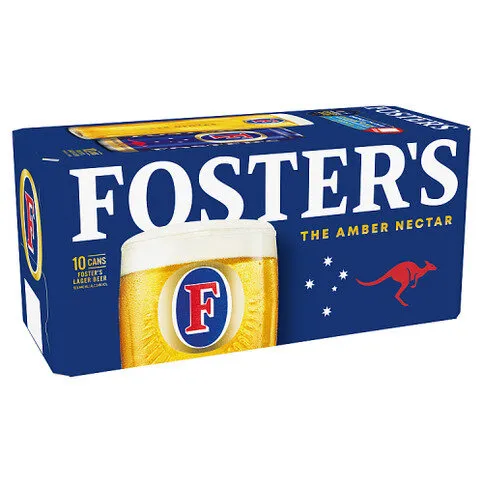 Foster's The Amber Nectar Lager Beer Cans 10 x 440ml